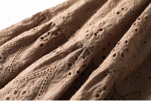 Cotton Eyelet Lace Lined Skirt