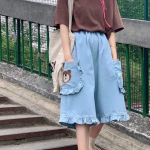 Super Cute Bear Denim Shorts